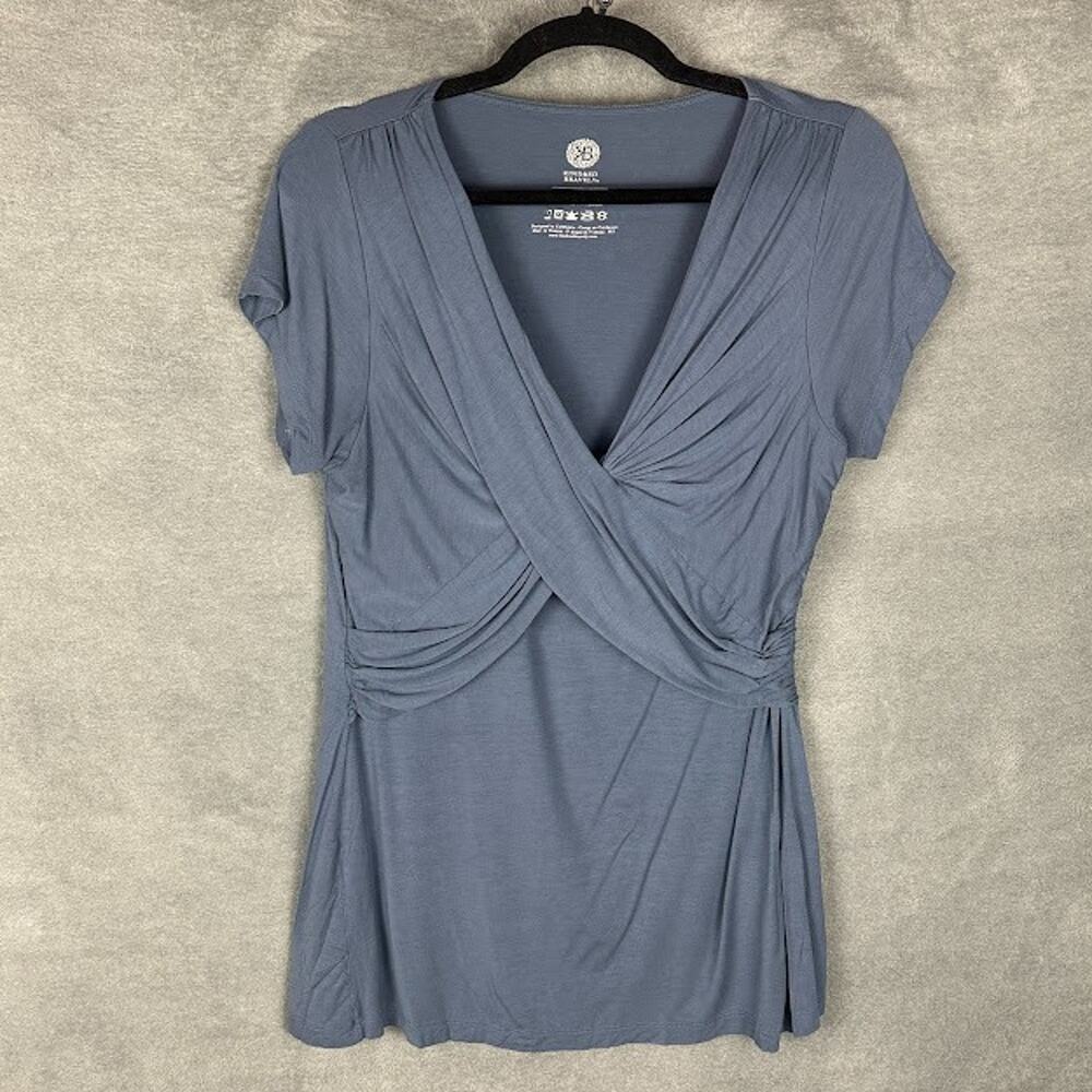 Kindred Bravely Top Womens Large Gray V Neck Short Sleeve Stretch Nursing Comfy